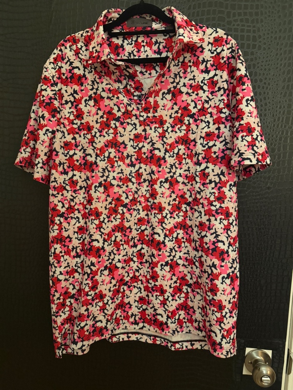 G/FORE Floral Golf Polo Shirt Women’s L Pink Red Performance Stretch